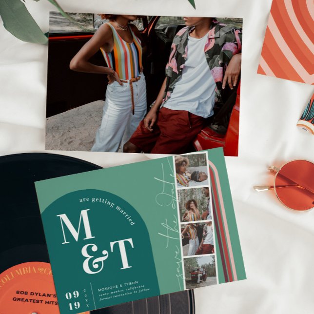 Save The Date Arche à rayures Retro Seventies | Film Strip Photo (Créateur téléchargé)