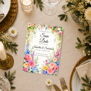 Save The Date Arche de jardin fantaisiste florale mariage