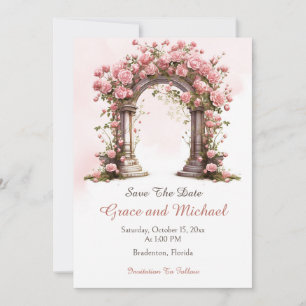 Save The Date Arche de mariage bohème Roses Rougissantes Mariage