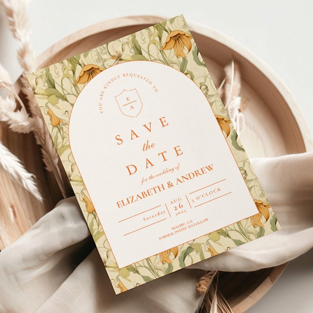 Save The Date Arche de mariage botanique chaleureuse (Créateur téléchargé)