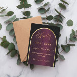 Save The Date Arche d'or bordeaux noir 90e anniversaire<br><div class="desc">Une carte Save the Date pour une fête de 90e anniversaire. Un arrière - plan noir et bordeaux, décoré d'un faux arc doré. Personnalisez et ajoutez une date et votre nom. Le texte : Ninety et Save the Date est écrit avec un grand script de style à la main tendance....</div>