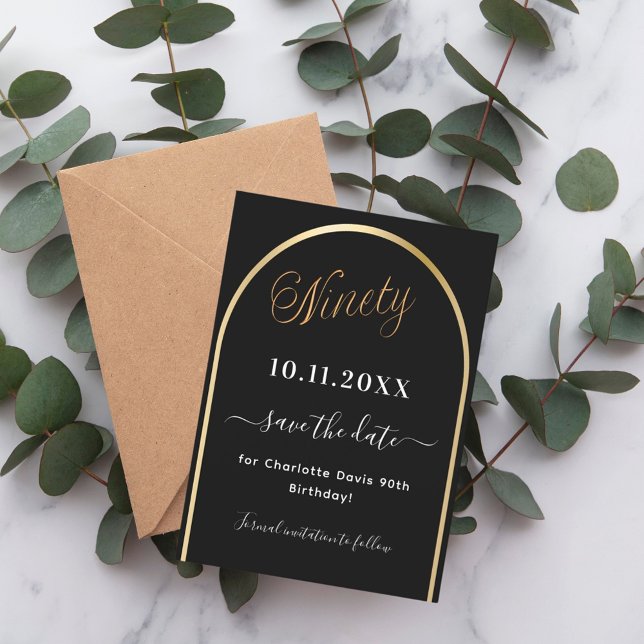 Save The Date Arche en or noir 90e anniversaire (Créateur téléchargé)