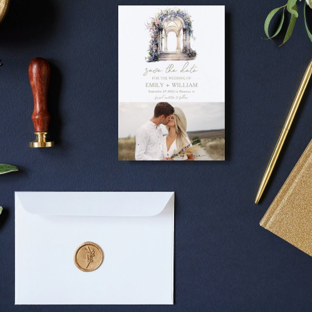 Save The Date Arche florale de mariage à l'aquarelle Enregistrez (Créateur téléchargé)