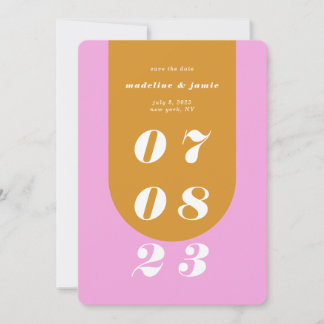 Save The Date Arche minimaliste rose et jaune moderne Arc gras