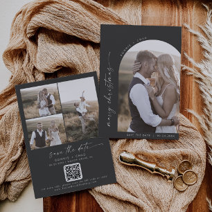 Save The Date Arche moderne Boho   Gray Photo Marry Noël