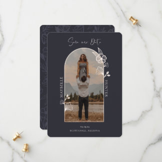 Save The Date Arche photo florale Boho moderne Rose noir