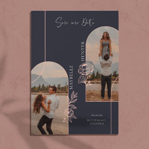 Save The Date Arche photo florale Boho moderne Rose noir