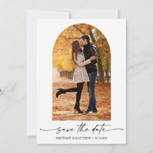Save The Date Arche photo minimaliste moderne en écriture manusc