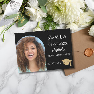 Save The Date Arche photo moderne en noir blanc noir Graduation