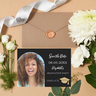 Save The Date Arche photo moderne en noir blanc noir Graduation