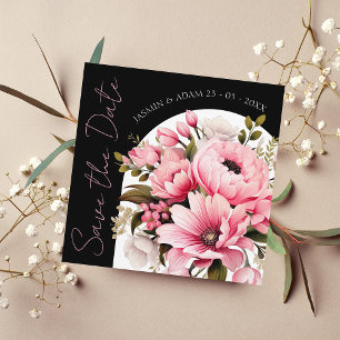 Save The Date Arche rose floral noir foncé Mariage esthétique