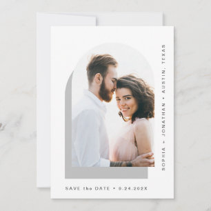 Save The Date Arche simple Moderne Deux photos gris et blanc