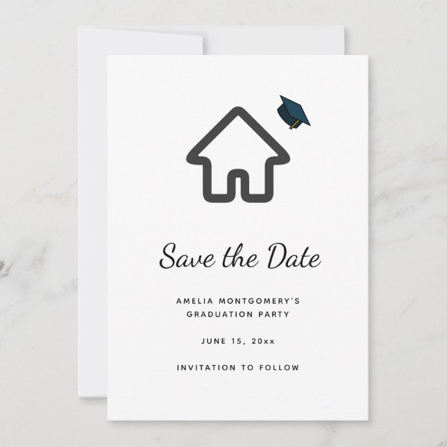 Save The Date Architecture de biens immobiliers Icône de maison  (Devant)