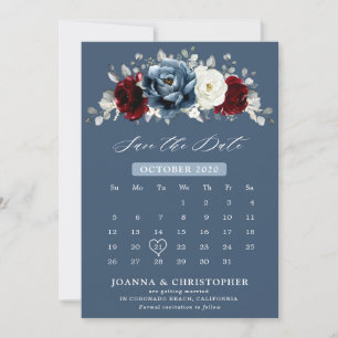 Save The Date Ardoise Burgundy Blanc Ivory Floral Mariage Sa