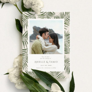 Save The Date Areca Moderne Aquarelle Palm Mariage