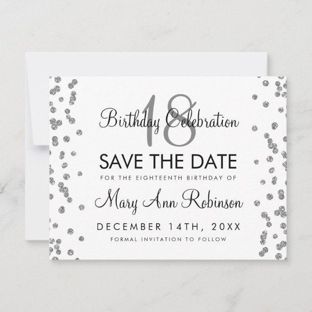 Save The Date Argent Anniversaire Date de sauvegarde Parties sci (Devant)
