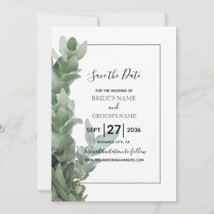 Save The Date Argent Dollar Eucalyptus Mariage Enregistrer La Da