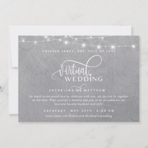 Save The Date Argent gris Mariage virtuel en ligne, lumières de