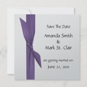 Save The Date Argent Sauvegarder la Date avec Ruban Violet