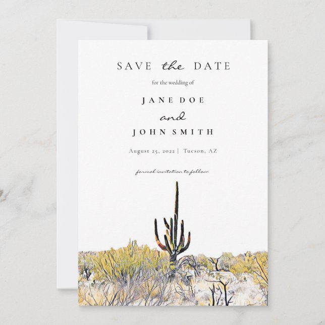 Save The Date Arizona Desert Saguaro Enregistrer La Date (Devant)