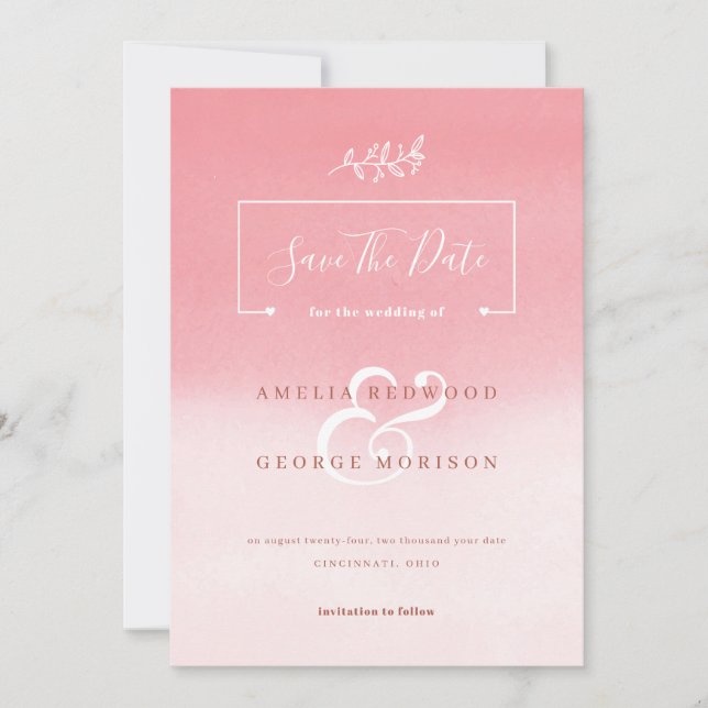 Save The Date Arrière - plan de dégradé rose (Devant)