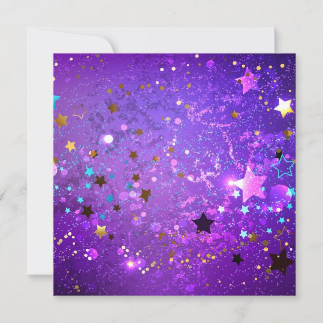 Save The Date Arrière - plan de feuille violet avec étoiles (Devant)