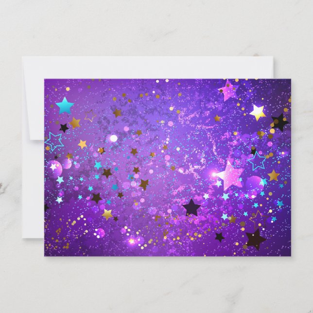 Save The Date Arrière - plan de feuille violet avec étoiles (Devant)