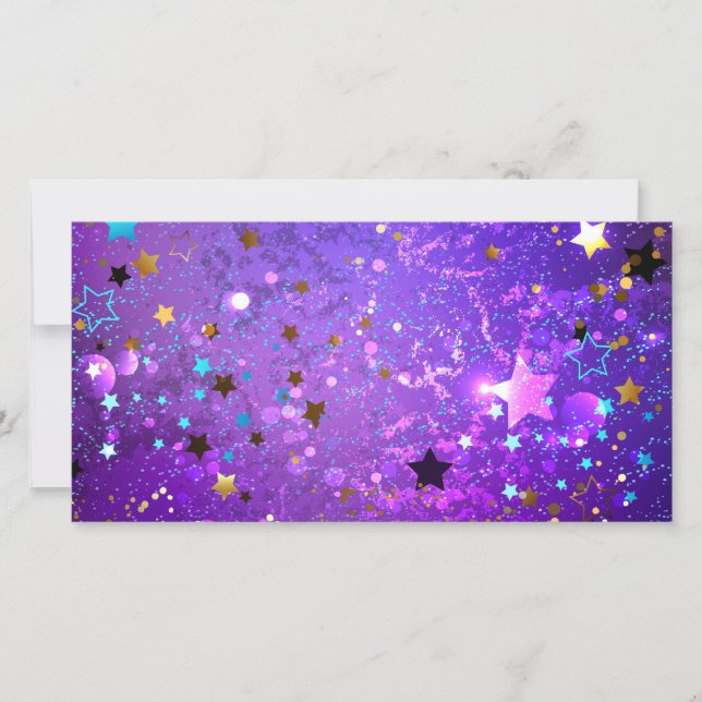 Save The Date Arrière - plan de feuille violet avec étoiles (Devant)