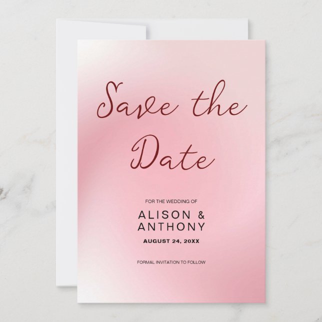 Save The Date Arrière - plan Ombre rose (Devant)
