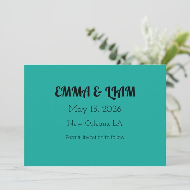 Save The Date Arrière - plan Turquoise plat - Texture de retour  (Debout devant)