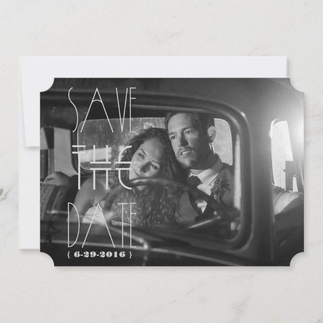 Save The Date Art Déco Gatsby Enregistrer la date | Billet Invit (Devant)