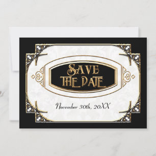 Save The Date Art Déco Grande Gatsby Style Typographie en dentel