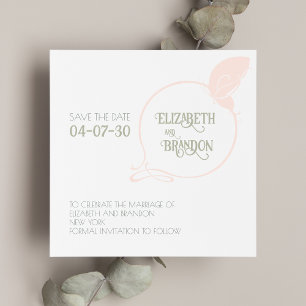 Save The Date Art nouveau Blush rose Vintage Papillon Mariage