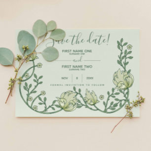 Save The Date Art Nouveau Botanique, joli script