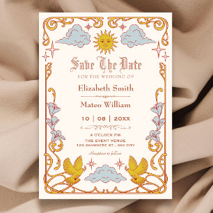 Save The Date Art nouveau Céleste