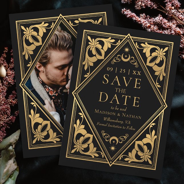 Save The Date Art nouveau céleste Tarot gothique Mariage Photo (Créateur téléchargé)