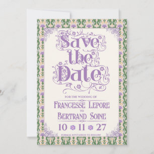 Save The Date Art Nouveau Élégant Chardon Beurre Jaune