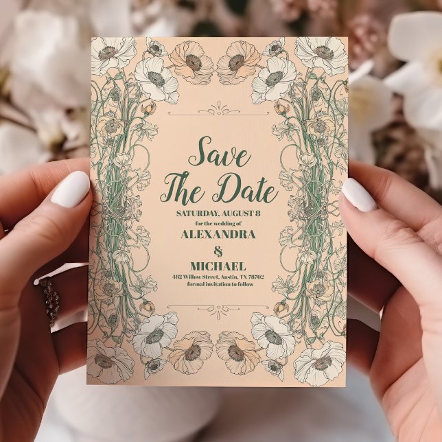 Save The Date Art Nouveau Floral mariage (Créateur téléchargé)