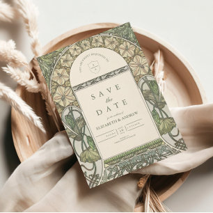 Save The Date Art nouveau floral mariage de verdure