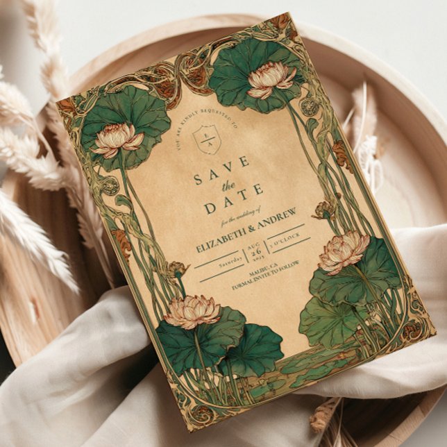 Save The Date Art Nouveau Lotus Floral Mariage (Créateur téléchargé)