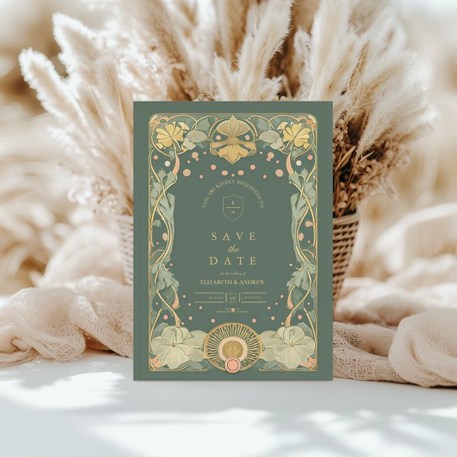 Save The Date Art Nouveau Or Élégant (Créateur téléchargé)