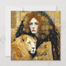 Art Nouveau Woman With Leon Inspired By Klimt