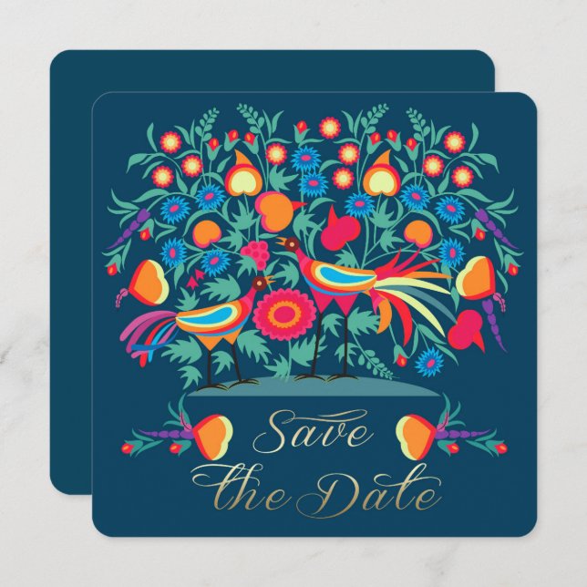 Save The Date Art populaire Enregistrer la date Mariage Annivers (Devant / Derrière)