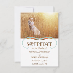 Save The Date Art populaire scandinave Automne couleurs Mariage