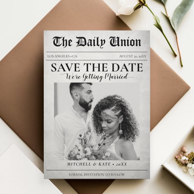 Save The Date Article de journal Mariage (Newspaper Article Wedding Save The Date)