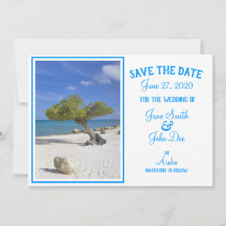 Save The Date Aruba Destination Mariage Bleu Divi Tree