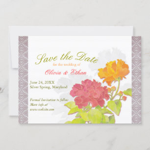 Save The Date Asie Peony Mariage damassé Enregistrer la date