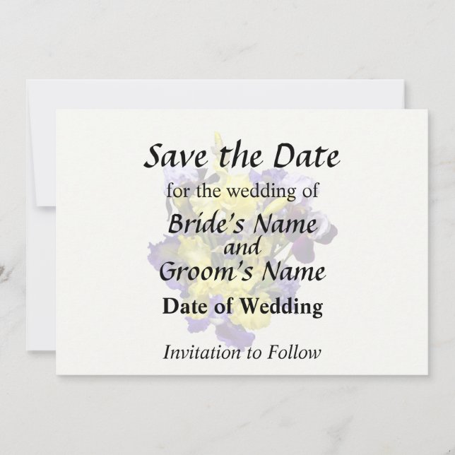 Save The Date Assortiment d'iris jaunes et violets (Devant)