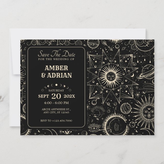 Save The Date astrologie magique bohème céleste mariage (Devant)