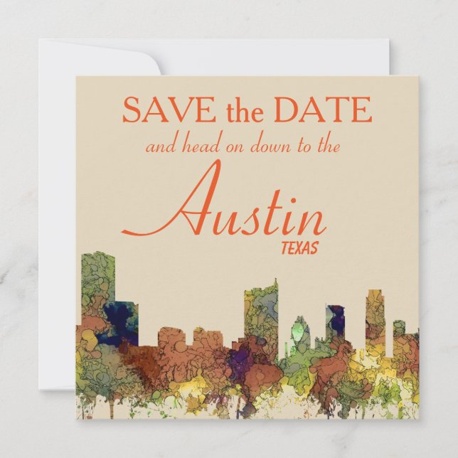 Save The Date Austin Texas Skyline SG-Safari Buff (Devant)